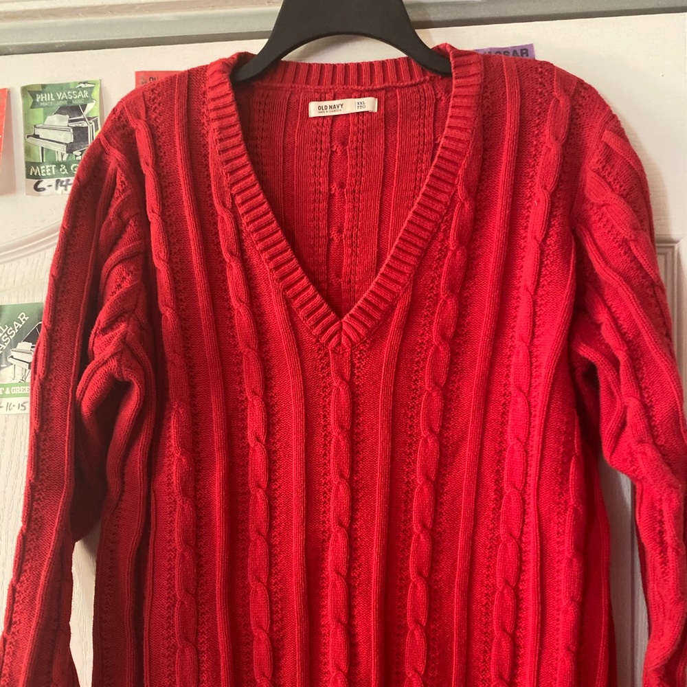 Old navy v neck red sweater xxl